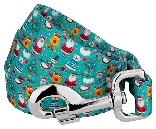 Country Brook Petz - Santa & Friends Dog Leash - Christmas Collection Featuring Festive Designs (6 Foot, 1 Inch Wide)