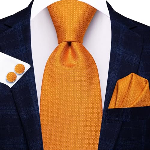 Image of Hi-Tie Men 63inches Tie Set Extra Long Necktie Paisley Tie Pocket Suqare Cufflinks Big and Tall Men Tie