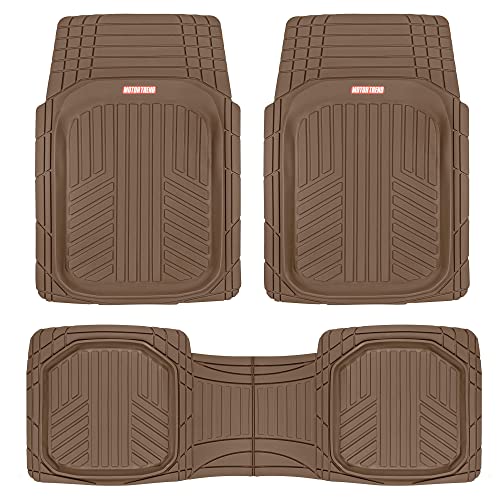 Motor Trend Deepdish Floor Mats For Cars Full Set, All-Weather Rubber Automotive Floor Mats, Performance Plus Heavy Duty Car Mats, Flexible Floor Liners For Car Truck Van Suv (Brown) #TOP1