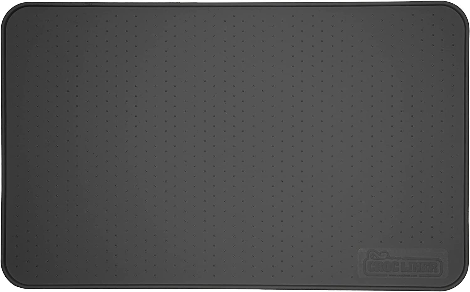 Croc Liner Silicone Pet Feeding Mat, Waterproof, Raised Edge, Dishwasher Safe, Pet Placemat Tray (Medium-Dark Charcoal Grey)