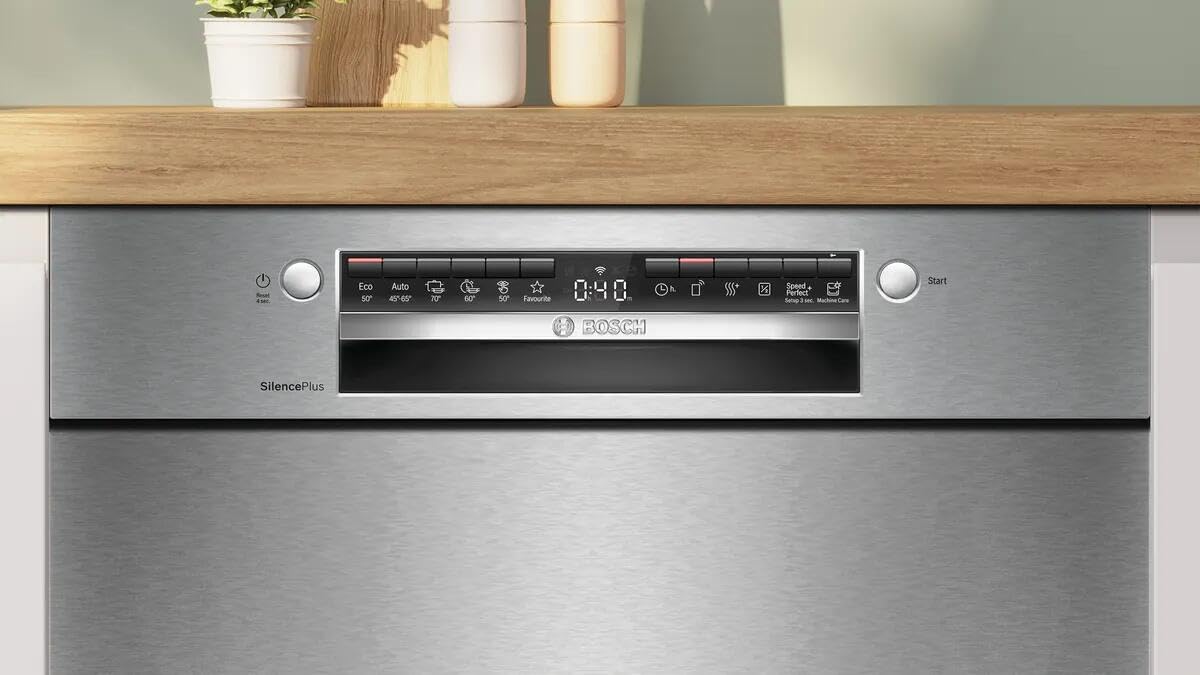 Bosch SMU4EAS28E, serie 4, lavastoviglie Smarter sottopiano da 60 cm, cestino per posate, lavabile in lavastoviglie, prodotto in Germania, particolarmente silenzioso, asciugatura extra, programma