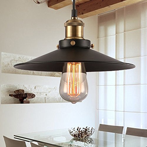 Design Luminaire Suspension Vintage Edison Loft Style, Makion Moderne IKEA Lampe Pendante & Lampe Plafonnier, DIY Installation Facile pour éclairage Cuisine, Salle à manger, Salon, Chambre D'enfants et de restaurant(Noir E26 / E27)