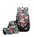 Produktbild YoungSoul Schultasche Sets Jungs Mädchen - Canvas Schulrucksack + Schultertasche + Mäppchen - Schule Rucksack für Jugendliche Blätter(Set)