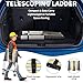 Dajianglx 14.5FT Telescoping Ladder, Lightweight Multi-Purpose Aluminum Extension Ladder w/Tool Tray Stabilizer and Non-Slip Feet, Telescopic Extendable Ladder for Home, RV, Roof and Outdoor Work