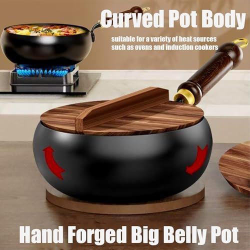Wok de acero carbono con tapa de madera sin teflón miniatura 4