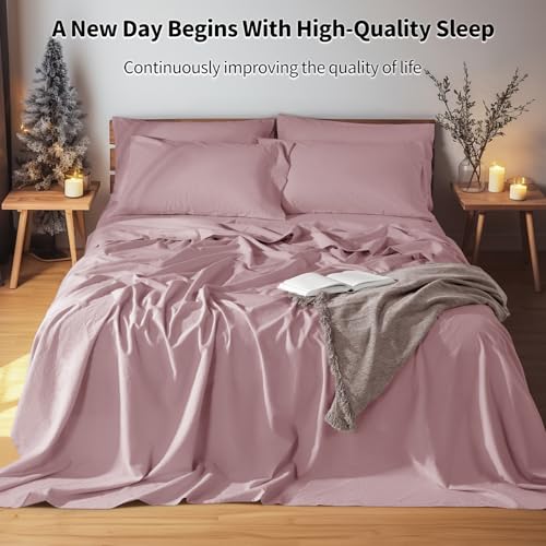 Image of LBRO2M 100% French Pure Linen Sheet Set 6Pcs, 16 inch Deep Pocket Cal King