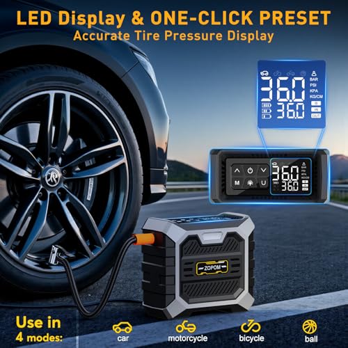 Save 50% on ZOPOM Portable Tire Inflator with Digital Gauge