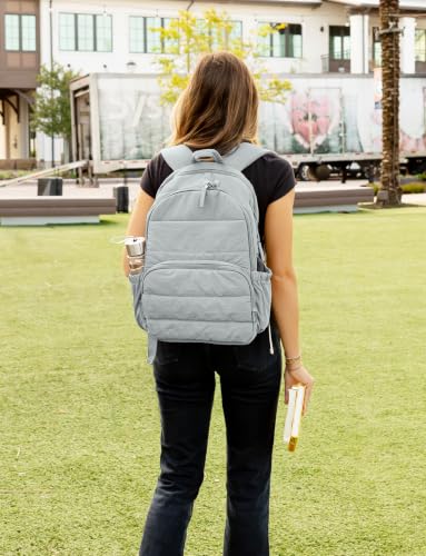 Image of Uselike Travel Backpack for Women, 15.6 Inch Laptop Backpack, Quilted College Bookbag, Cute Work Backpacks, Water Resistant (Dawn Grey)