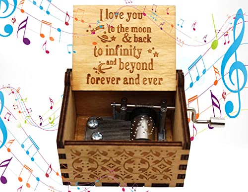 Honluntech Wooden Music Box, I Love You to The Moon Music Boxes, Gifts for Husband, Wife, Lover, Kids, Gift for Christmas, Birthday, Anniversary, Wedding - Musical Boxes - B05