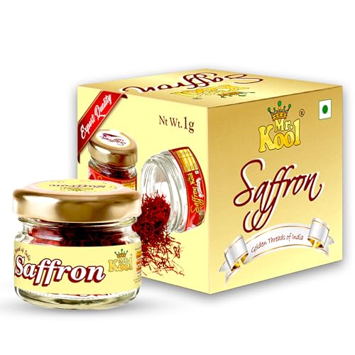 Image of Mr. Kool Kashmiri Saffron | 100% Pure & Natural Kesar | Certified A++ Grade | Handpicked Lacha for Biryani, Desserts, Skin Care & Wellness | Authentic Saffron - 1gm - 2Pack
