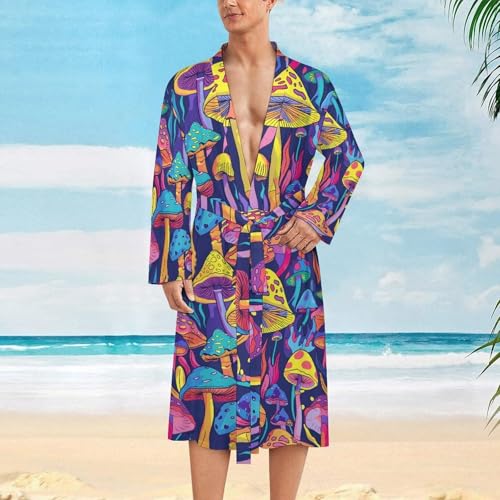 Psychedelic Mushroom Funny Men's Robe Soft Lightweight Bathrobe Long-sleeve Spa Robes2
