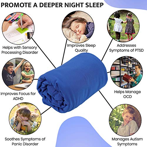Wave Light Projector For Autism Sensory Toys –Bundle With Blue Compression Sensory Blanket –Features 7 Sensory Lights, 6 Relaxing Sounds With Aux Cable– Led Color Stimulation For Autism Gifts #TOP3