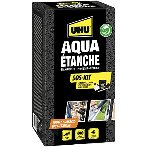 UHU Caucho Líquido- Kit de reparación- Bote 750 ml+ brocha+papel de lija+ tela+ varilla removedora