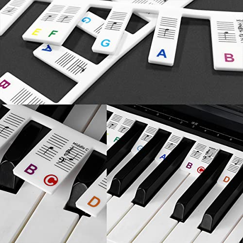 image for Aksiqee Removable Piano Keyboard Note Labels, 88 Keys for Beginners No