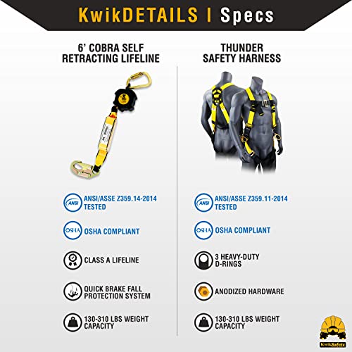 KwikSafety - 6' Cobra Web Self-Retracting Lifeline [Combo] Class 1 Retractable Safety Lanyard SRL ANSI OSHA Fall Gear - Thumbnail 5