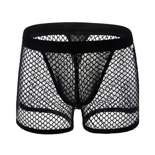 Pantalones Cortos de Boxeo para Hombre con diseño Moderno y Tejido de Malla Transpirable (Black, L)