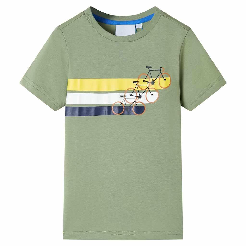 Vidaxl (Khaki, 140 (9-10Y)) Kids' T-Shirt With Short Sleeves Kids Tee Children's T Shirt Blue Melange 116