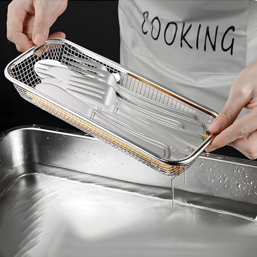 Iwntwy Utensil Drying Rack, 2 Pack Stainless Steel Utensils Holder Dishwasher Silverware Basket thumb #4
