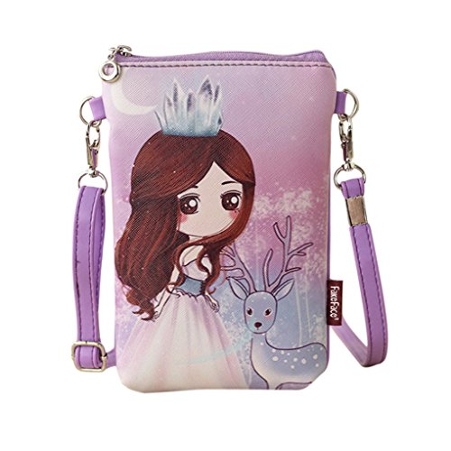 Preisvergleich Produktbild FakeFace Cartoon Mädchen PU Portemonnaie Geldbörse Geldbeutel Geldtasche Handytasche Geldklammer Umhängetasche Small Purse mit Princess Muster