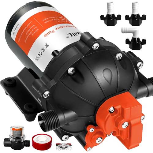 [Upgraded Version] 12V DC Self-Priming Diaphragm Water Pump,40-80 PSI Continuously Adjustable,7.0GPM Water Flow,RV Fresh Water Pump with Automatic Pressure Switch for RV, Yacht, Camper