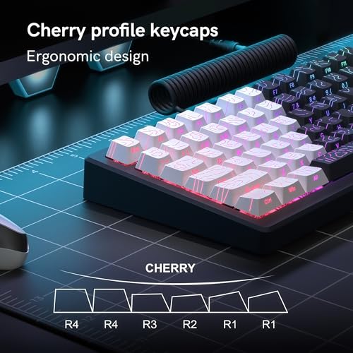 Image of dagaladoo Double Shot PBT keycap Set,White and Black Topographic Keyboard keycaps 60 75 100 Percent,Shine Through Custom keycap Lines Backlit,Cherry Profile Key caps for US Layout Mechanical Keyboard