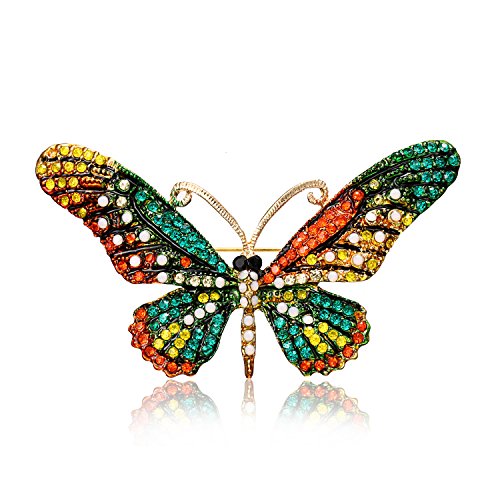 RINHOO FRIENDSHIP Vintage Butterfly Brooch Pin Rhinestones Crystal Antique Cute Animal Shape Corsages Scarf Clips Brooches for Women Girls