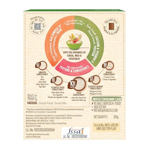 Image of Nestle CERELAC Baby Cereal, Wheat Rice Mixed Veg, STG3, 300g