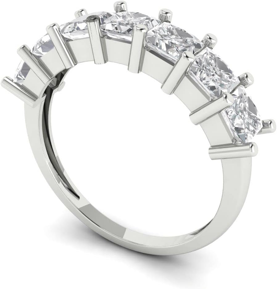 Clara Pucci 14K White Gold Eternity Ring for Women - Princess Cut VVS1 Zircon Simulated Diamond 1.75 Total Carat Weight - Womens Eternity Band - Stackable Wedding Band - Wedding Ring