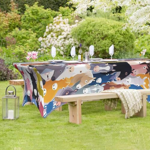 Housse de table 1,8m rectangulaire en élasthanne extensible EdWal imprimé chevaux - 4