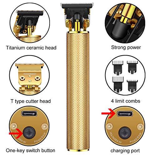 Professional Hair Clippers For Men Electric Haircut Kit Hair Trimmer Grooming Waterproof Rechargeable Close Cutting T Blade Trimmer Usb Rechargeable Clippers For Hair Cutting With Guide Combs #TOP4