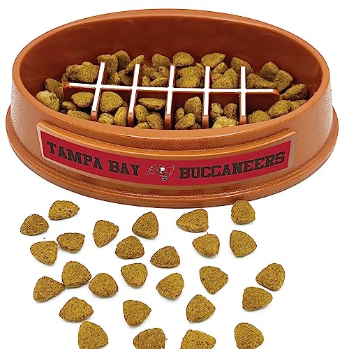 Image of NFL Super-Bowl Tampa Bay Buccaneers Slow Feeder Dog & Cat Bowl. Football Design for Healthy Digestion. Non-Slip for Large & Small Pets