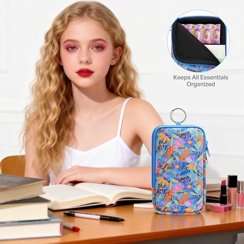 Image of KJQJLY 2 Pack Portable Tampon Organizer Bag Tampon Holder & Storage Case with Zipper for Travel, Discreet Period Bag for Purse, Waterproof Feminine Products Pouch for Women (Flower)