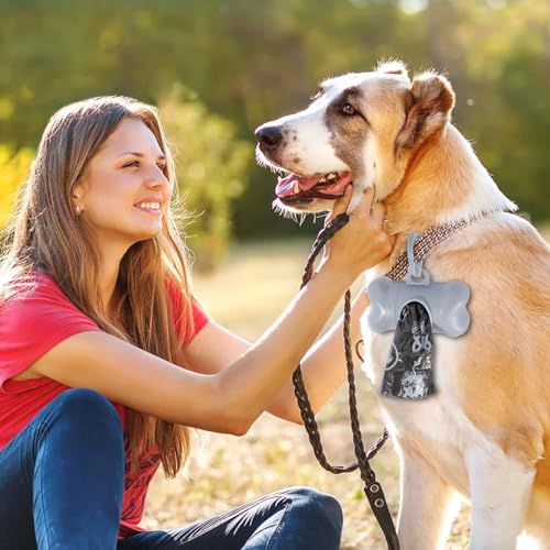 NCKIHRKK 600 Stück Hundekotbeutel Biologisch Abbaubar, Auslaufsichere Kotbeutel für Hunde mit Kotbeutelspender - Extra Groß, Dick, Reißfest, Leichter Zitronenduft, Schwarz