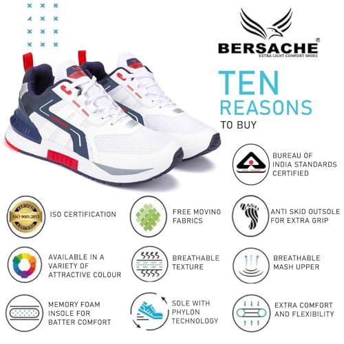 Image of BERSACHE Sneaker, Loafers,Casual with Extra Comfort Sneakers for Men(White)