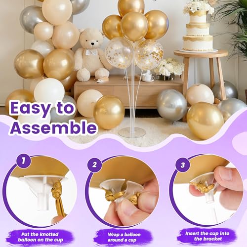 Image of JOYYPOP 4 Sets Balloon Stand Kit For Table, Balloon Sticks with Base Birthday Graduation Party Decorations Wedding