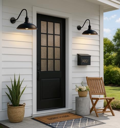 Image of 11 Inch Outdoor Barn Gooseneck Lights from Dusk to Dawn, Waterproof and Rust Resistant Classic Farmhouse Barn Lights, Gooseneck Lights for Garage, Patio and Porch