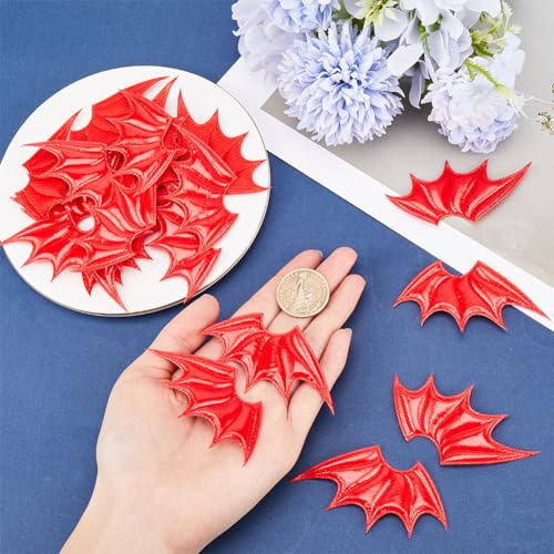 GORGECRAFT 40PCS Bat Wing Hairpins Accessories PU Leather Demon Wings Ornament Accessories Halloween Decor Red Angel Wing Embellishments for Hair Ornament & Costume Accessory - Image 3