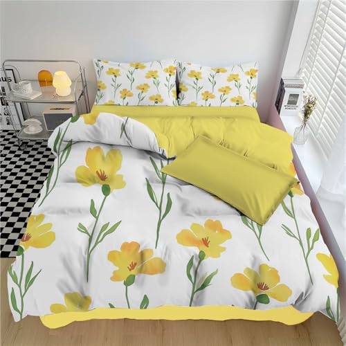 Housse de couette fleurs aquarelles 220x240 blanche lit double face - 2