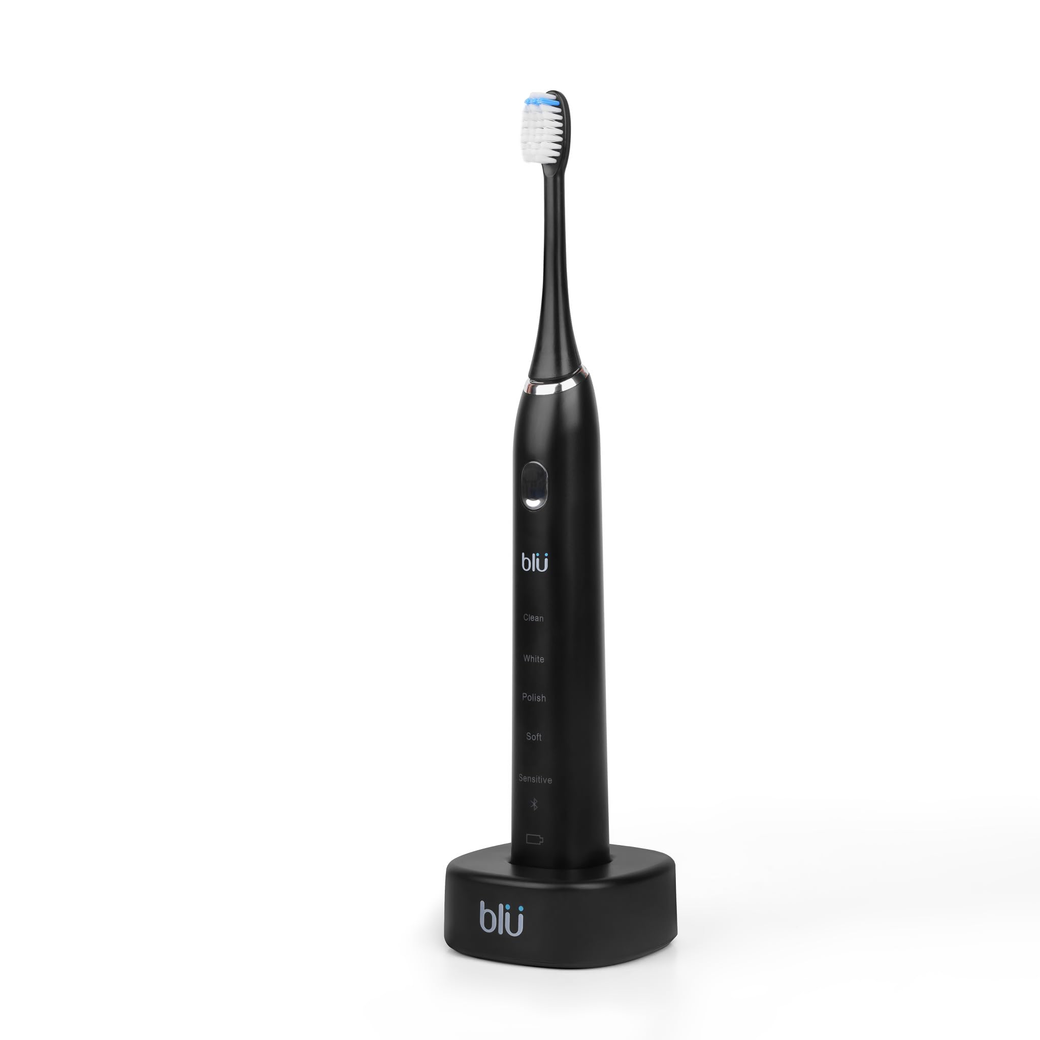 Blu Smart Spazzolino da denti con App, Unico Cordless Spazzolino da denti Elettrico Adulti, Uomini o Donne 40.000 Stroke al minuto, Timer, Impermeabile e Smart Tracking per IOS, Android (Nero)