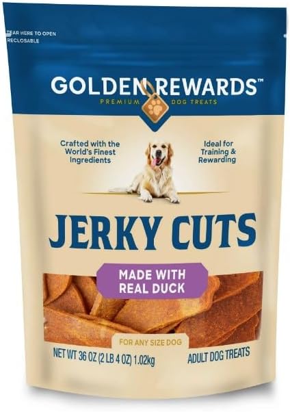 Golden~Rewards Adult Dry Dog Jerky Cut Treats with Real Duck ~ 36 Oz Bag ~ Pack of 1.