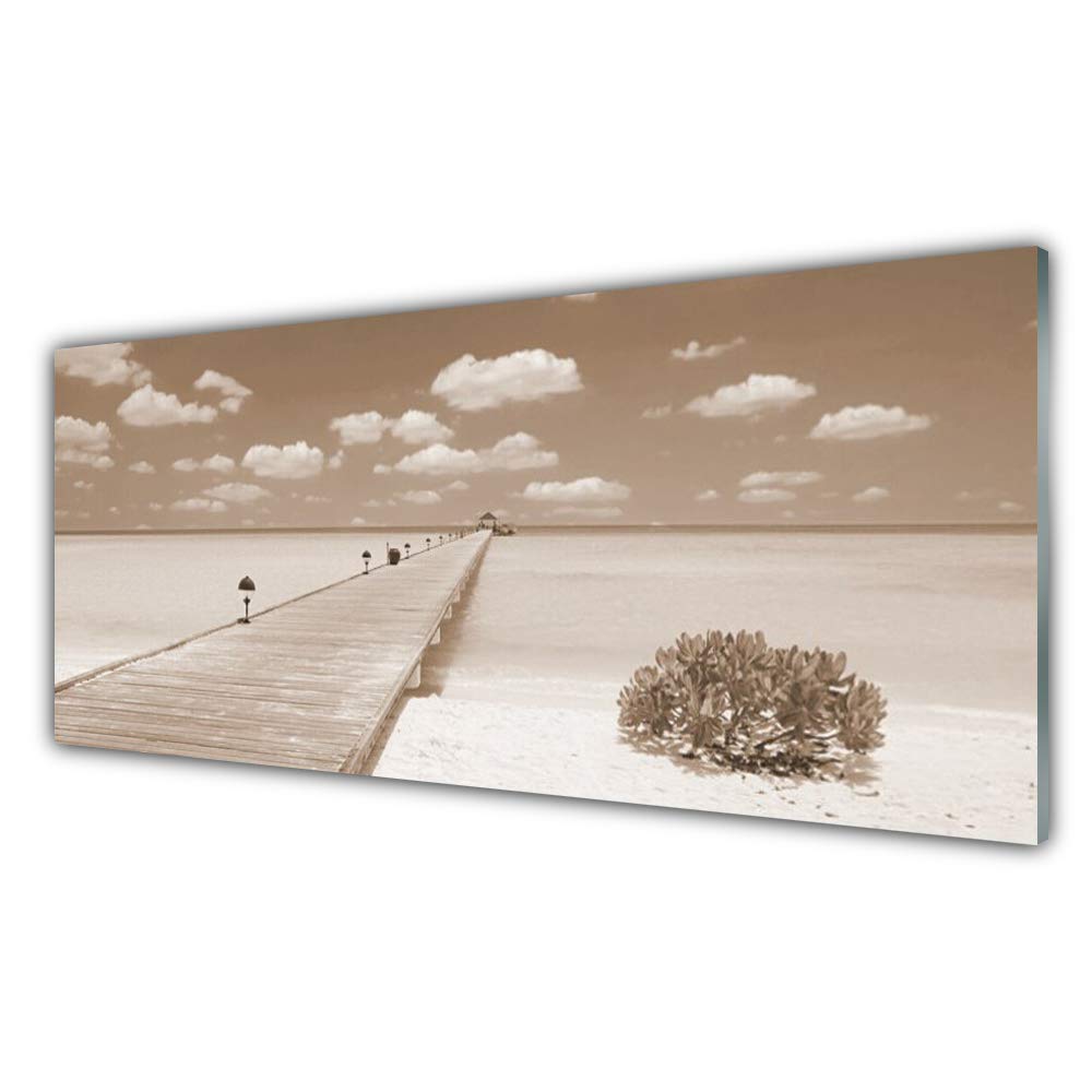 Impression sur verre acrylique Tulup 125x50cm pour tableau de décoration murale moderne paysage mer