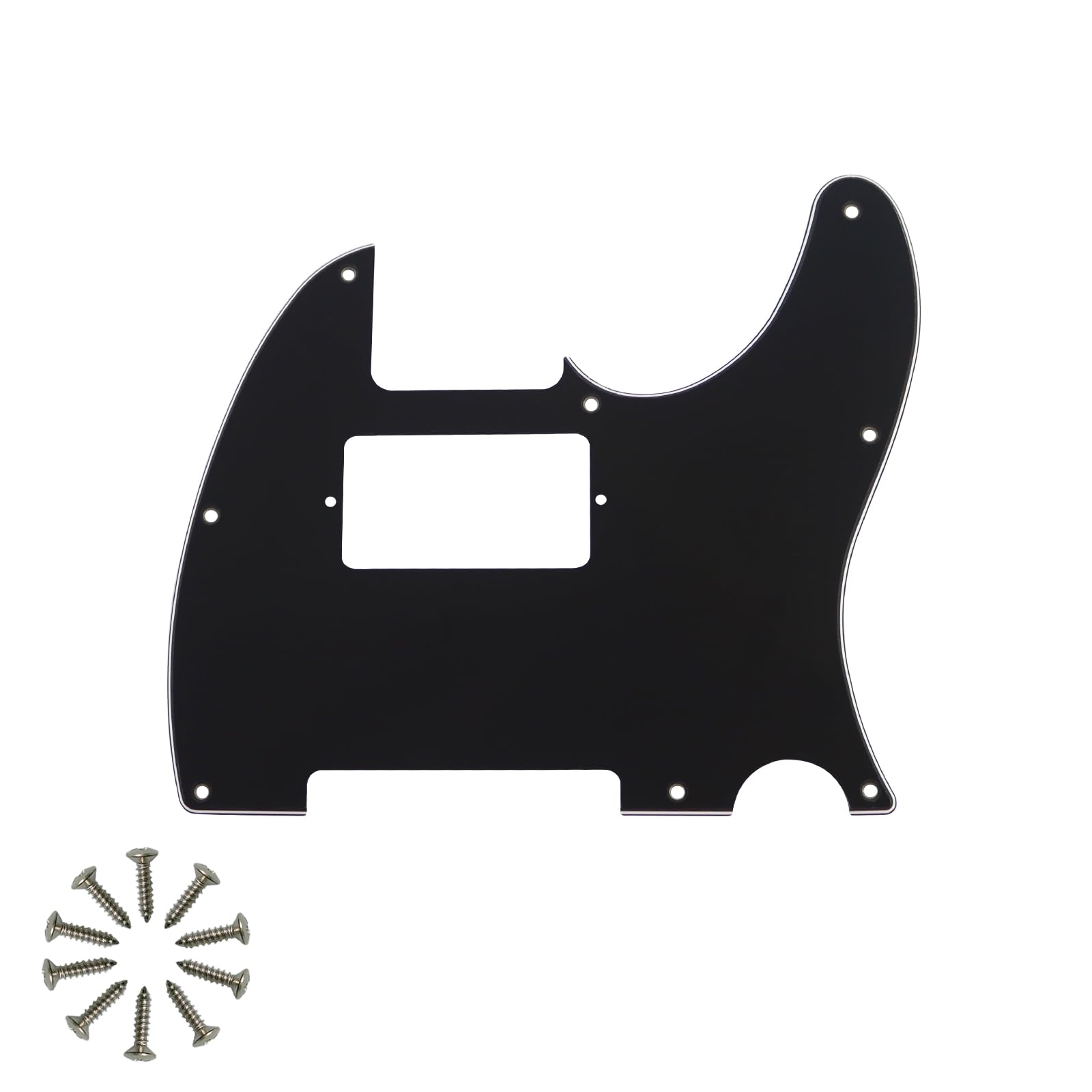 8-Hole HH Tele Pickguard for Fender Telecaster, Black 3Ply