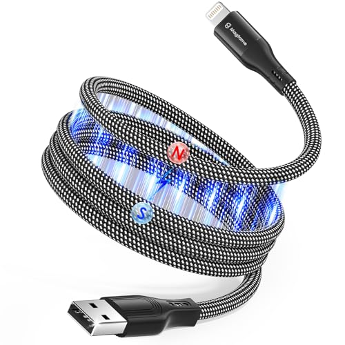Magtame Magnetic Coil câble i -Phone, 1M MFI certifié Lightning câble de charge rapide, pas d'enchevêtrement câble de transmission de données tressé,...