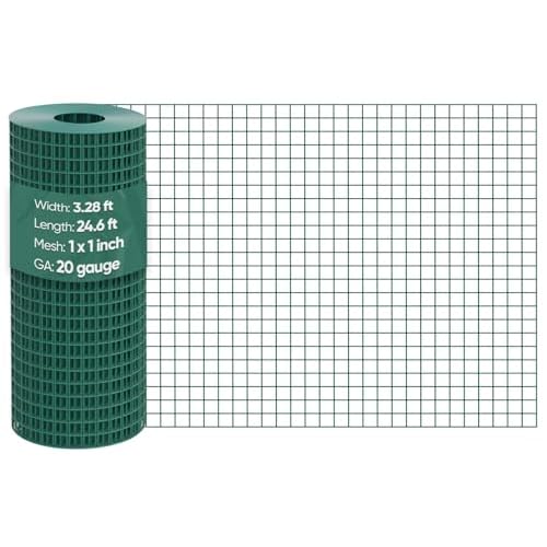 Quictent 3.3 x 25 FT Hardware Cloth for Chicken Coop, 1 inch 20 Gauge Dark Green Vinyl Coated Chicken Wire Mesh, Predator Proof Chicken Fence, Garden