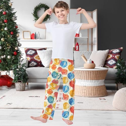 Boy's Pants Color Basketball Jogger Pants Elastic Waist Long Bottoms Trousers with Pockets 6-14 Years2