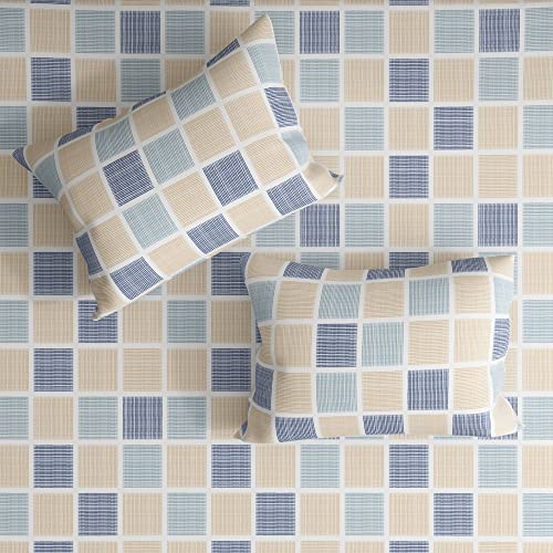 Image of Wakefit Wakefit Checkers 100% Cotton 200 TC Flat Bedsheet with 2 Pillow Cover