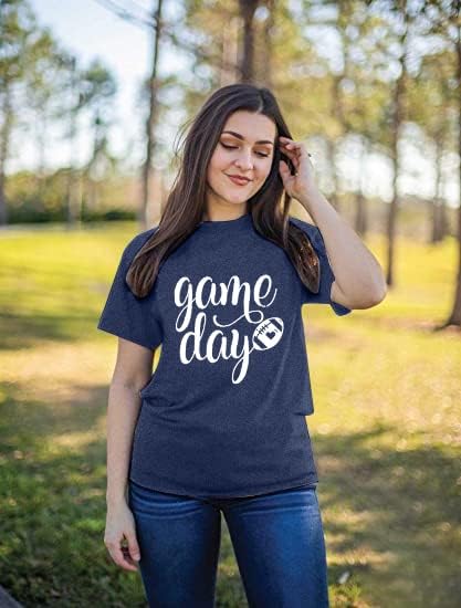 Game Day T Shirts Women Football Graphic Tee Funny Cute Competition Tshirt Casual Short Sleeve Tee Tops - Image 2