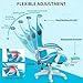 RGB Gaming Chair with Bluetooth Speakers and LED Lights Cute Massage Computer Gaming Chair with Footrest High Back Music Video Game Chairs with Lumbar Support for Kids Girl Kawaii Light Blue and White