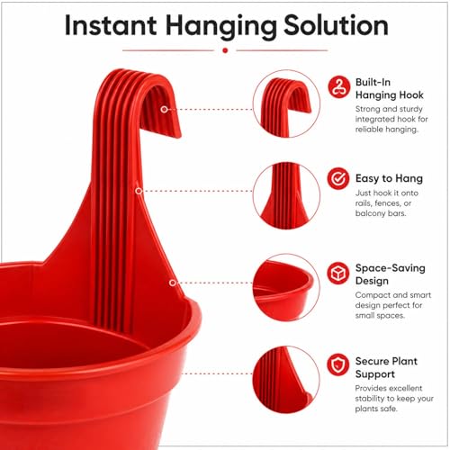 Image of Amazon Brand - Umi Plastic Small Hook Hanging Pot for Balcony, Size - 20.5 x 14.5 x 8.5 cm (Pack of 15, Multicolor)
