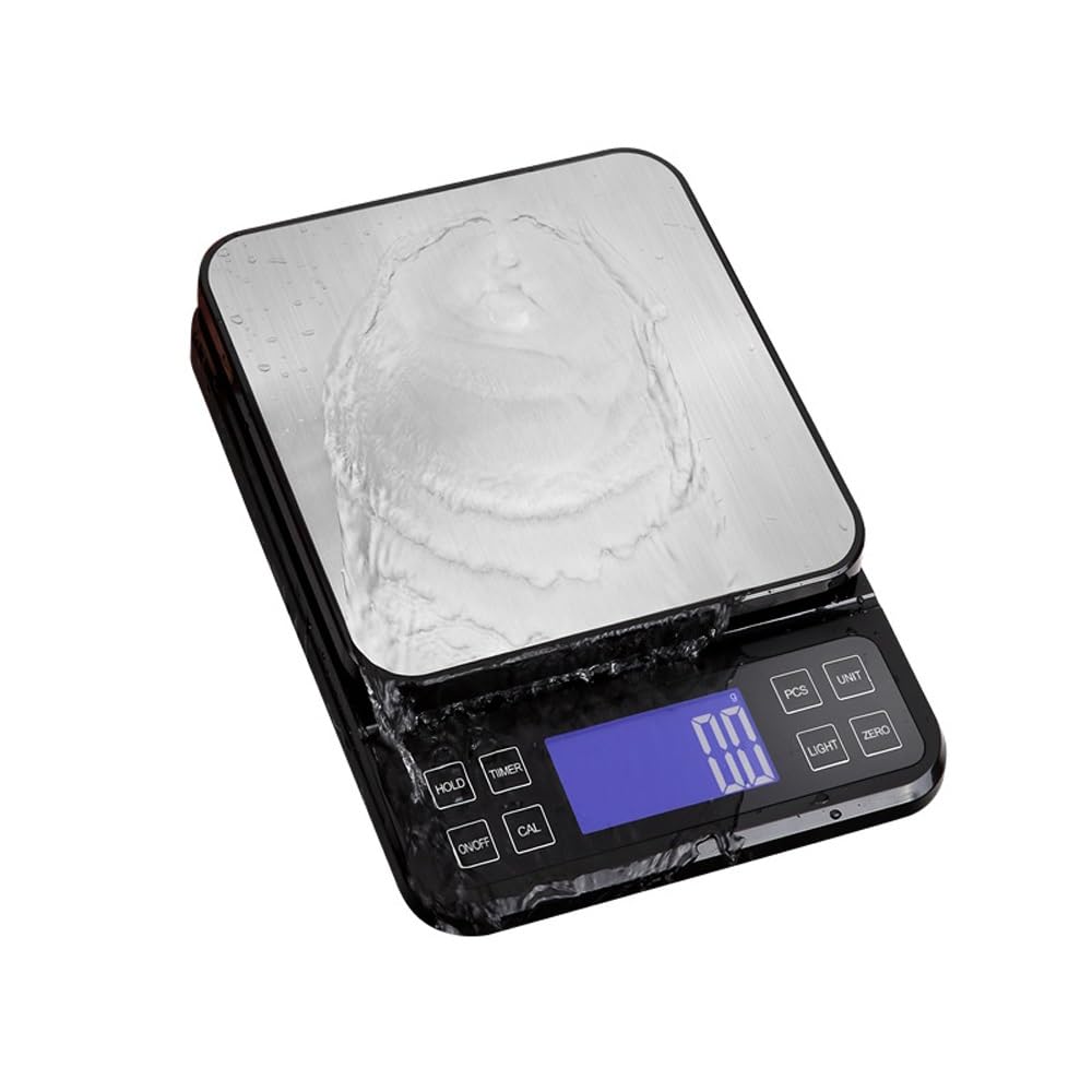 Báscula for Alimentos, báscula Digital de Cocina, Acero Inoxidable, Peso en Gramos, onzas, mililitros y Libras, Ideal for Preparar Comidas, cocinar y Hornear(5kg/0.1g)